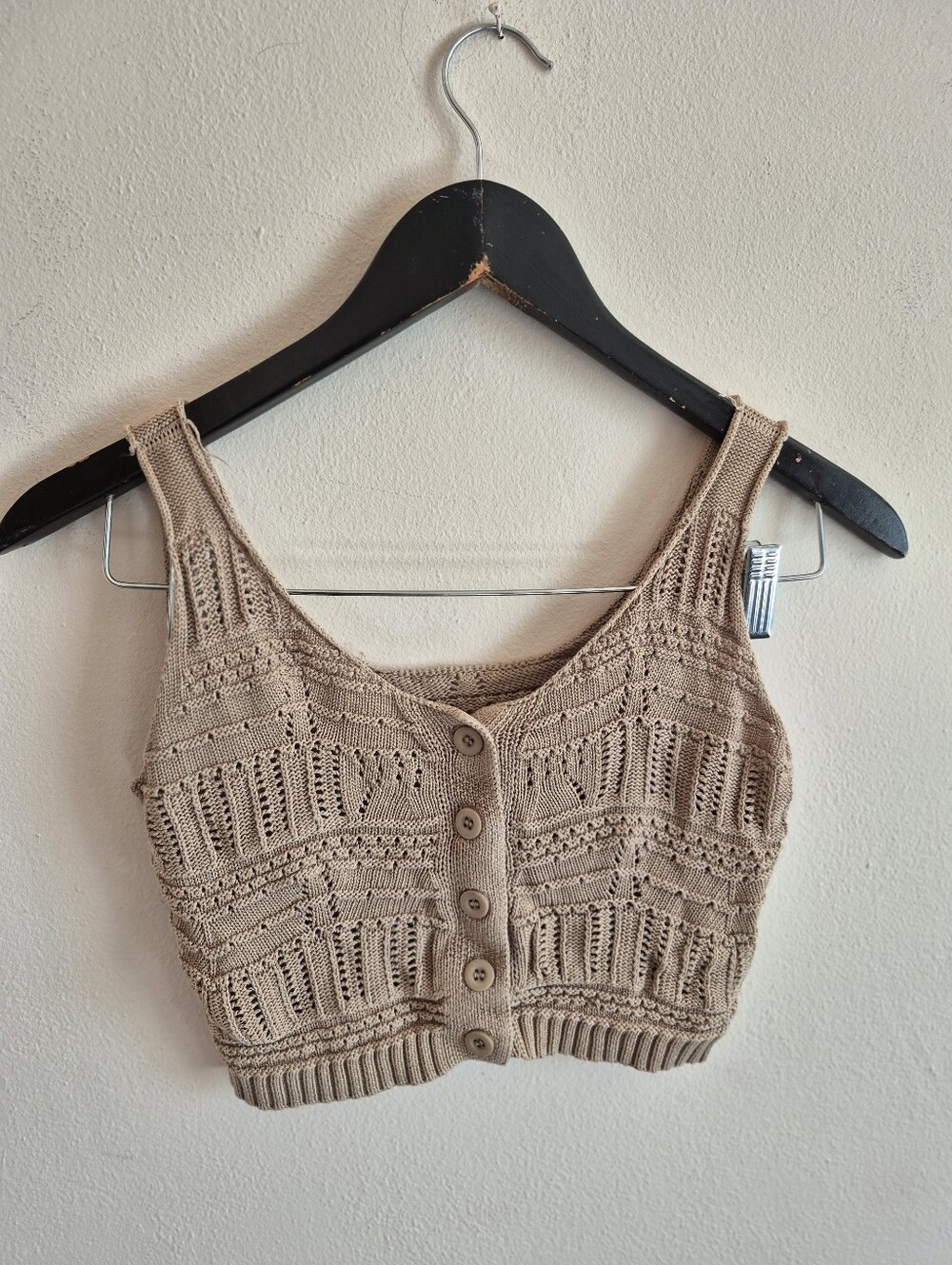 Knit Button Front Crop Top